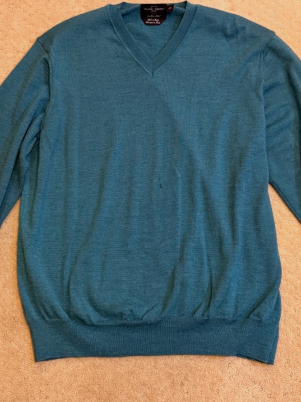 Black Brown 1826 Sweater Mens XL Merino Italy Wool V Neck Pullover Quiet Luxury